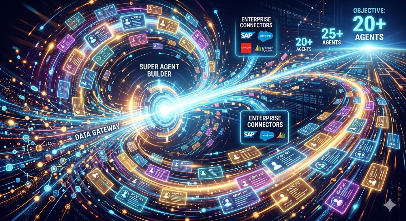 Acceleration phase — Super Agent Builder, data flows and enterprise connectors.